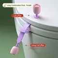 Purple tulip silicone toilet lid lifter set with suction cup and adjustable strap - Tulip Set - Purple (Long)