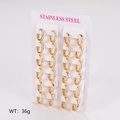 Set of 12 pairs of gold stainless steel hoop earrings with sparkling crystal inlay - Inner Diameter 10mm (Set of 12 Pairs)