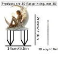 2D acrylic fairy on the moon garden stake decorative plant insert 20x14cm size - No.23 (0.2cm Thickness)