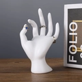 OK gesture hand jewelry display stand in matte white resin for rings and bracelets - OK Gesture Hand