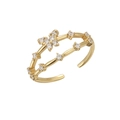 Elegant 925 sterling silver double-layer butterfly ring with gold plating and crystals - 925 Silver / Gold