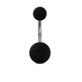 Minimalist black navel piercing jewelry with matte finish beads on silver curved barbell - Style 22 (Matte Black Ball Silver Bar)