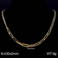 Collar de eslabones de clip dorados de 430mm con anillos rectangulares pulidos - Estilo de Costura de Clip (KN89963-Z) / Dorado