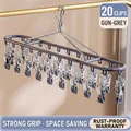 Gunmetal stainless steel laundry rack with 20 clips for drying socks and underwear - 20 Clips - Gun Gray