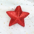 Sparkling red sequin star ornament with reflective surface for Christmas tree decoration - Red Glitter Star