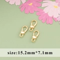Three 15.2mm x 7.1mm 18k gold-plated spring clasps for DIY necklace making - M82413 Mini Gold Spring Clasp