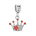 Detailed view of silver crown charm with sparkling red and clear crystal accents - 25-Full Drill Crown