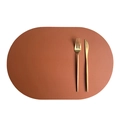 Sottopiatto ovale in pelle PU marrone con trama raffinata ed elegante stile nordico - Marrone+Nero