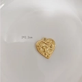 Golden titanium steel heart pendant featuring embossed floral details, size 2x2.2cm - S07 Flower Heart