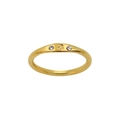 Detail of 18K gold-plated Cancer zodiac ring with sparkling diamonds on a slim band - US 6 / Cancer