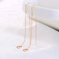 Golden star and moon drop earrings with long chain fringe for a romantic look - NE1074-Integrated Moon Star