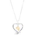 Creative graduation heart necklace with gold mortarboard cap and engraved pendant - Heart and Graduation Cap Style (N-132) / Silver & Gold Two-Tone