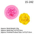 Pink rose silicone fondant mold with yellow flower casting showing 4.2cm size and 22g weight - 5# Rose (Pink)