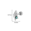 Conch shaped earring in silver steel with blue zircon and size dimensions 0.71cm x 0.33cm - Conch Style(1#) / Silver
