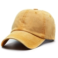 Gorra de béisbol amarilla jengibre de algodón lavado con textura vintage y visera curva - Ajustable / Amarillo