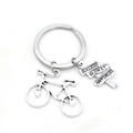 Silver bicycle keychain with success money and happiness road sign pendants for gift - 1# Bicycle + Signboard