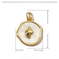 Detailed macro view of white enamel seashell pendant with gold plating and size labels - VH704 Scallop Style (3 Pcs)
