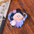 Traditional Tang Xiaohuan figurine in purple hanfu holding a drum for home decor - 1229-2 Purple Skirt Purple Flower Fridge Magnet