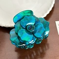 Molla per capelli a rosa con sfumatura blu-verde in acetato lucido per acconciature eleganti - 8cm / Verde petrolio