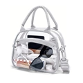Borsa da toilette in PVC trasparente con manici grigi e ampia capacità per cosmetici - Grigio