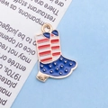 Enamel American flag cowboy boot pendant with red white stripes and gold finish - Enamel US Flag Shoe / 14x19mm