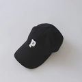 Kids black cotton baseball cap with white embroidered letter P in a minimalist style - 50-52CM / P Letter Embroidery / Black