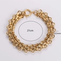 Bracciale a catena intrecciata in acciaio inossidabile dorato largo 13,5 mm e lungo 21 cm - Bracciale