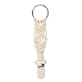 Handmade cream macrame hat clip for travel with silver metal ring and duckbill clamp - Cream White Style E