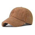 Berretto da baseball marrone in pile teddy con visiera curva e tessuto morbido per l'inverno - Regolabile / Lana d'agnello kaki