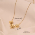 Collier doré en acier inoxydable avec pendentif triple fleur et détails de taille précis - Style Grappe de Fleurs Triple (6#)