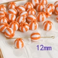 12mm orange and white striped acrylic macaron round beads for DIY jewelry making - 12mm / Orange