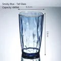 Smoky blue 490ML acrylic cup with diamond texture and 13cm height for daily use - 490ml / Large / Sky Blue