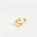 Detail of a gold adjustable ring featuring a unique irregular organic flowing shape - Gold Letter C