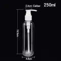 Detailed view of a 250ml clear PET lotion pump bottle with white dispenser head - 250ml Clear Bottle (Lotion Pump)