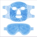 Blue cooling gel bead eye mask and face mask set with adjustable velcro straps - Blue Eye Mask + Face Mask Set