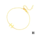Minimalist 18K gold plated copper bracelet featuring a polished letter H pendant - Letter H