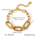 Detail view of gold stainless steel butterfly chain with size measurements and weight info - Stainless Steel Gold Chain Bracelet (HC-B20183)