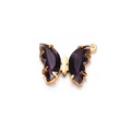 Stainless steel butterfly pendant with purple zircon crystal in golden metal finish - Fuschia