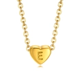 Gold stainless steel heart pendant necklace with letter E engraving on white background - 40+5cm / Gold - Letter E