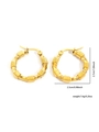 Detailed view of gold twisted bamboo hoop earrings with 2.7cm size measurements - Gold Twisted Bamboo Hoop Style (#0256)
