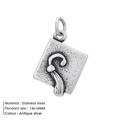 Antique silver square stainless steel snowflake pendant charm 14x14MM for DIY jewelry - Square Pattern Style (HZNP043)