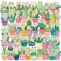 50 simpatici adesivi gatto cactus in PET impermeabile per laptop e scrapbooking fai da te - Adesivi Trasparenti Gatto Cactus (SLP190)