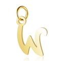 Polished gold-plated stainless steel letter W pendant with ring for DIY necklaces - Letter W