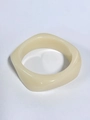 Minimalist beige resin bangle featuring a smooth curved surface and high gloss finish - Geometric Rhombus / Inner Diameter 65mm / Cream White