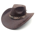Cappello da cowboy western marrone scuro in ecopelle goffrata con logo testa di toro - M (56-58cm) / Caffè Serpente