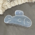 Blue marble hair claw clip with glitter finish and cute abstract drawing for women - Blue Fish - Large