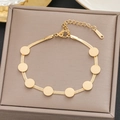 18k gold plated stainless steel snake chain bracelet with flat round metal discs - Gold Disc Embellished Snake Chain (5173)