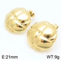 Orecchini ovali dorati lucidi con texture a increspatura 21mm peso 9g - Stile ad Arco Pieghettato Ondulato - Oro (KE114106-KFC)