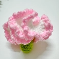 Handmade crochet carnation in pink and white yarn for festive bouquets and DIY gifts - Gradient Pink Carnation