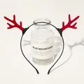 Detail of Christmas reindeer antler headband with plush red texture and black frame - Christmas Antler Headband - Antler Red